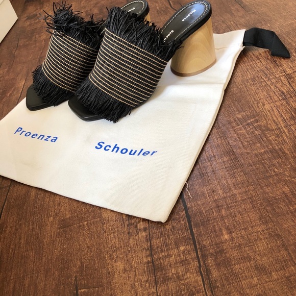 Proenza Schouler Wood Fringe Sandals Heels 7.5 - Picture 2 of 10